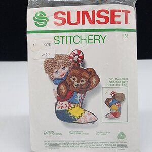 Sunset Stitchery Ornament Kit Toys In My Stocking 3-D 4.5"
